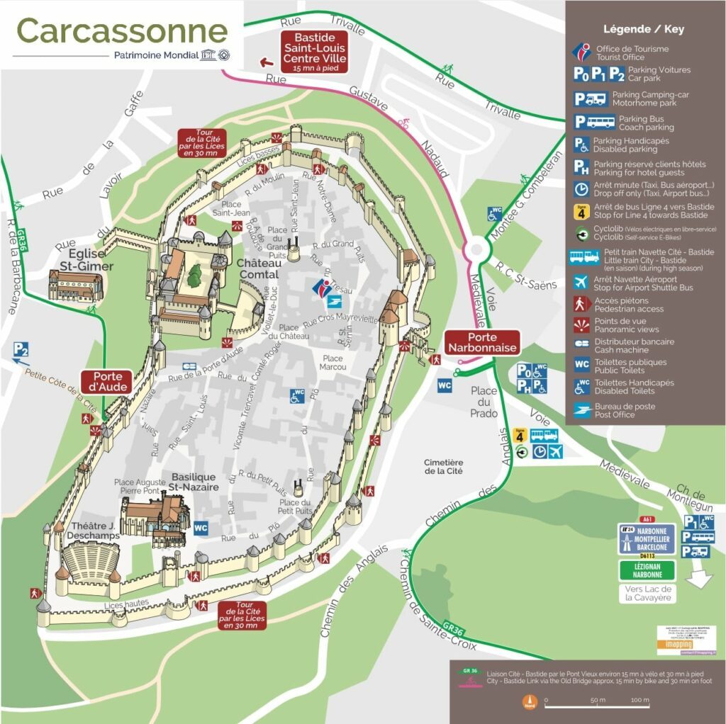 Map of the medieval city of Carcassonne