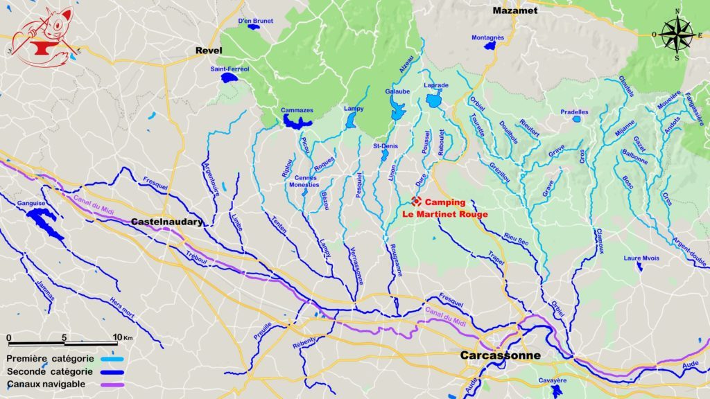 where to fish in the Aude? map of fishing spots