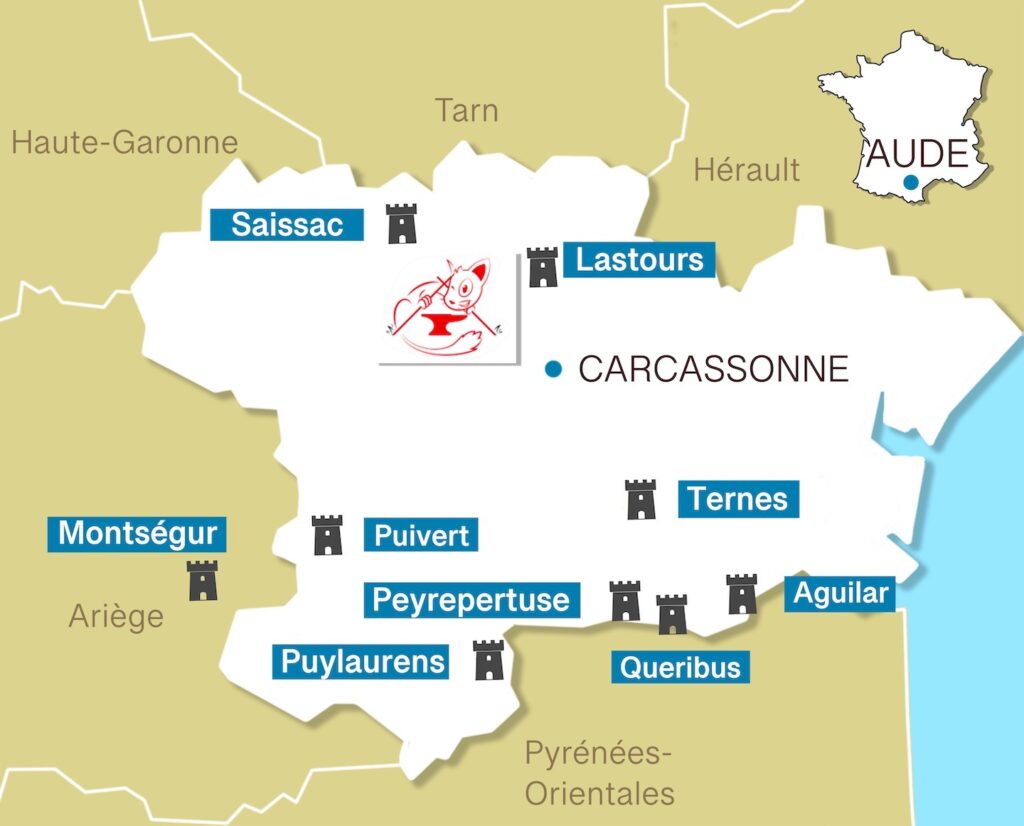 carte des chateaux cathares en Pays cathare
