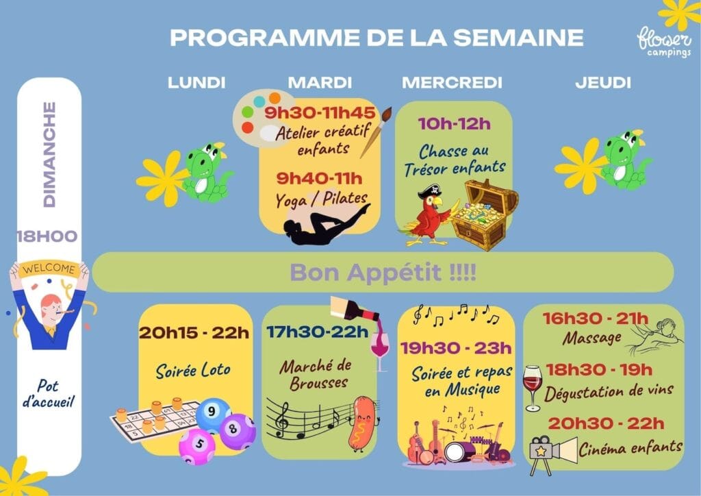 programme d'animation du camping Le Martinet Rouge